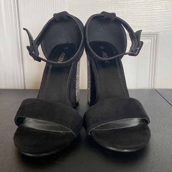 Black shoes with silver glitter heels size 8 - Picture 3 of 3